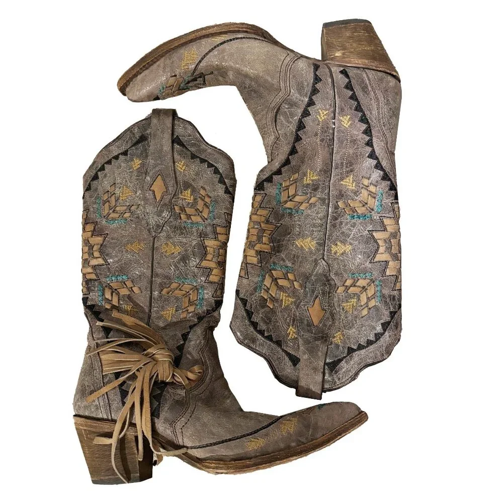 cango tobacco embroidered western cowboy boot - Picture 3 of 8